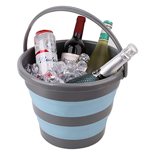 2 Pack Collapsible Plastic Bucket With 2.6 Gallon (10L) Each, Foldable Round Tub For House Cleaning, Space Saving Outdoor Waterpot For Garden Or Camping, Portable Fishing Water Pail (Blue & Orange) #TOP5