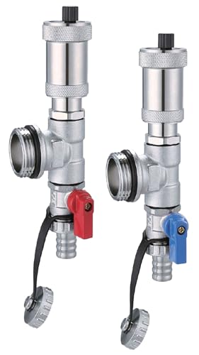 AQUA HEATING Valvola Di Sfiato E Valvola Di Scarico Per Collettori Del Circuito Di Riscaldamento Valvola Di Sfiato Per Collettori Rossi E Blu