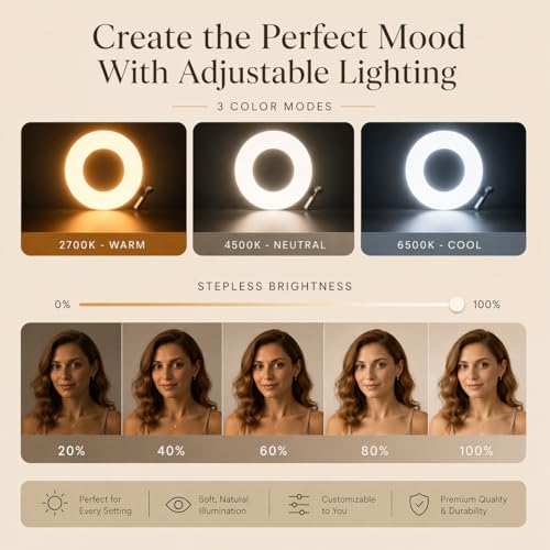 Image of Magnetic Selfie Ring Light W50 | LED Selfie Light Compatible with Magsafe | LED Selfie Ring Light Included Sticky Ring for Selfies /Photography /Video Conference /Zoom Calls Color White