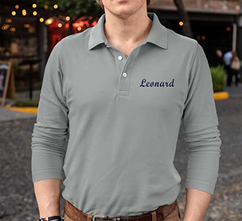 Custom Embroidered Long Sleeve Polo Shirts for Men Personalized Embroidery Text3