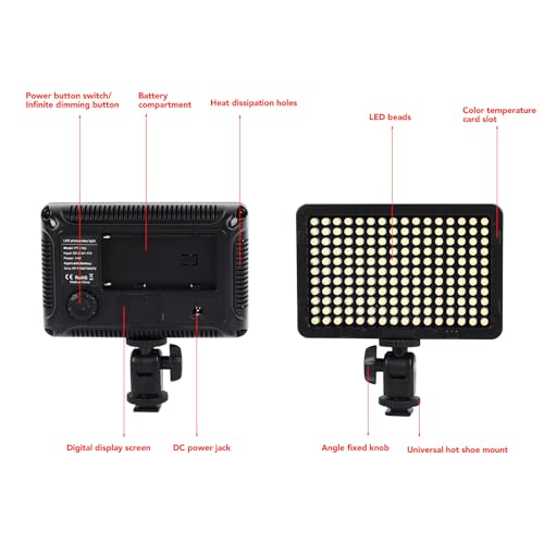 Image of On Camera LED Video Light, Mini Rechargeable with 176LED, Photography Fill Lamp, Portable Led Video Light fcamera Light or DSLR Cameras, Camera and Photography Equipment