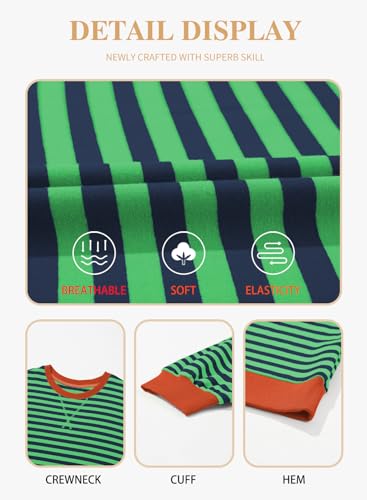 Image of Eytino Women Plus Size Striped Color Block Crewneck Sweatshirt(1X-5X) | Oversized Pullover Tops,Long Sleeve Casual Shirt,Workout & Daily Wear,2026 Fall Fashion Clothes Outfits
