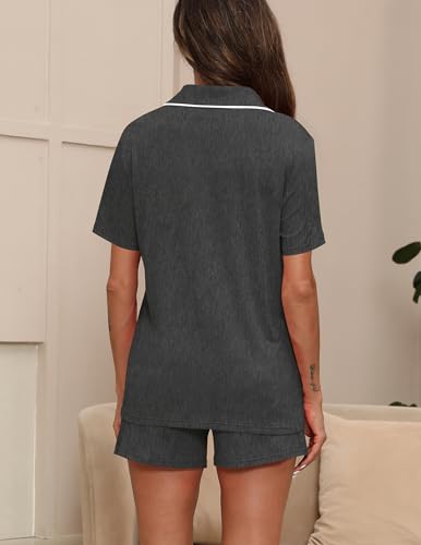 Image of ZMJ Pajamas for Women Set 2 Piece Pj Short Sets Bride Sleepwear Button Up
