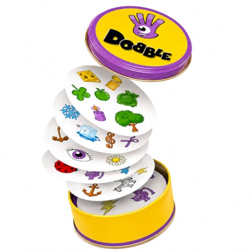 Image of DOBBLES Classic Card Game | Fast-Paced Matching & Observation Family Game | 55 Circular Cards | 5 Mini Games in 1 | Brain Training, Travel Game for Kids & Adults | Ages 6+ | 2-8 Players