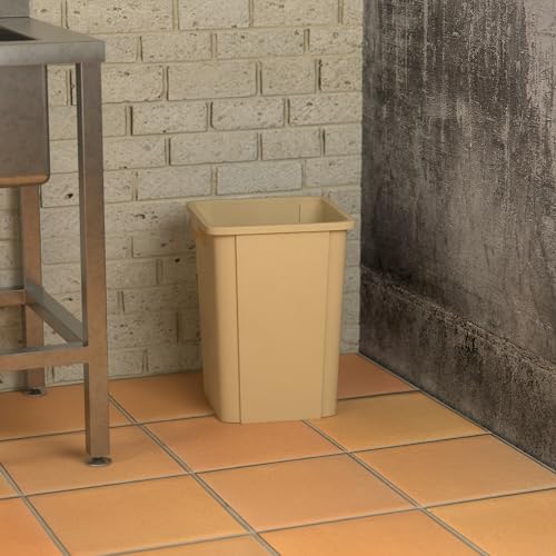 Image of Square Commercial Trash Can (Trash Can, Beige, 19 Gallon)