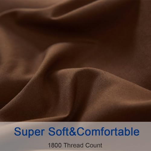 SONORO KATE Bed Sheet Set Super Soft Microfiber 1800 Thread Count Luxury Egyptian Sheets Fit 18-24 Inch Deep Pocket Mattress Wrinkle-4 Piece (Brown, Queen)