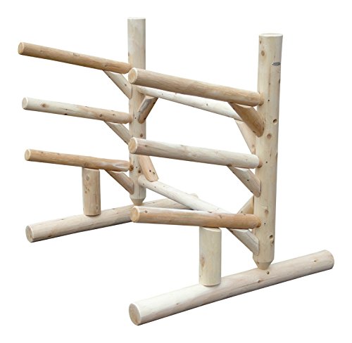 Log Kayak Rack 3-Place, One-Sided SUP Log Rack, Paddle Board Holder, Kayak Holder for Outside, Surfboard Stand, Paddle Boat Storage, Freestanding for Kayaks SUP Boards - Unfinished