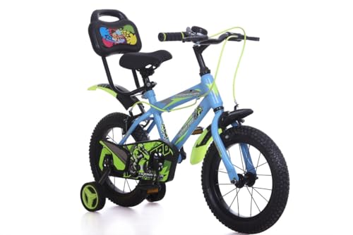 Image of JUNIOR KID 14 T Kids Cycle with Sides -Balance Wheel & Back Rest Seat | 10 Inch Frame | Steel Rim | Ideal for 3 to 6 Years Boy's & Girl's (Sky)