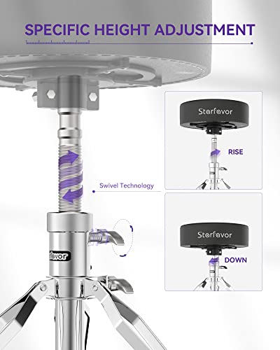 Starfavor Drum Throne Height Adjustable Padded Seat Drum Stool, With 5A Drumsticks Double Braced Anti-Slip Feet Swivel Drum Chair For Kids And Adults, St-400B #TOP1