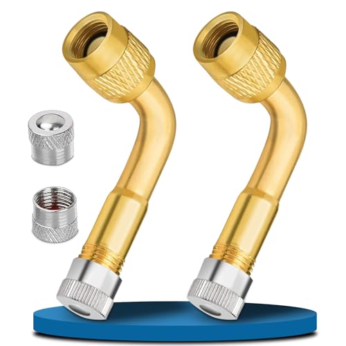 2 Pièces Rallonge Valve Pneu, Universelles 36 mm Adaptateur Valve, 90 Degrés Embout Gonflage Pneu Voiture H62 Laiton, Valve Coudée Moto Adaptateur de Valve pour Voitures, Camions, Motos, Vélos