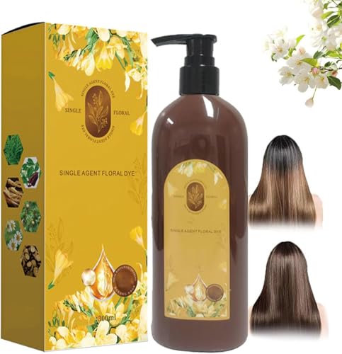 Tinte capilar nutritivo de origen vegetal de 300 ml. Champú natural y duradero para cubrir canas, suaviza y da brillo, ideal para hombres y mujeres (Castaño)