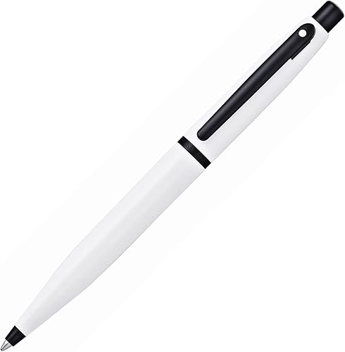 Sheaffer VFM - Bolígrafo de laca blanca brillante con recubrimiento en polvo negro mate