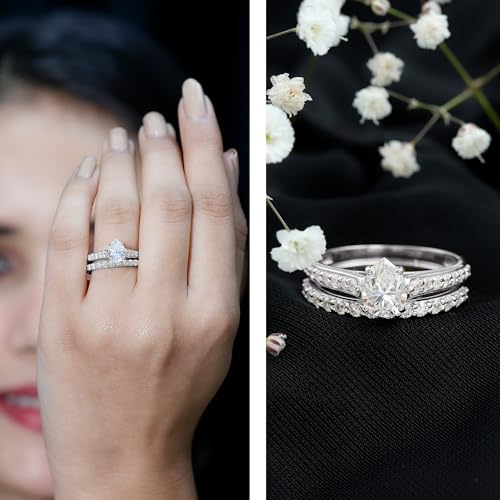 Certified Moissanite 6X8 mm Pear Shaped Bridal Set Rings, D-Vs1 Quality, Moissanite Engagement Ring with Wedding Band2