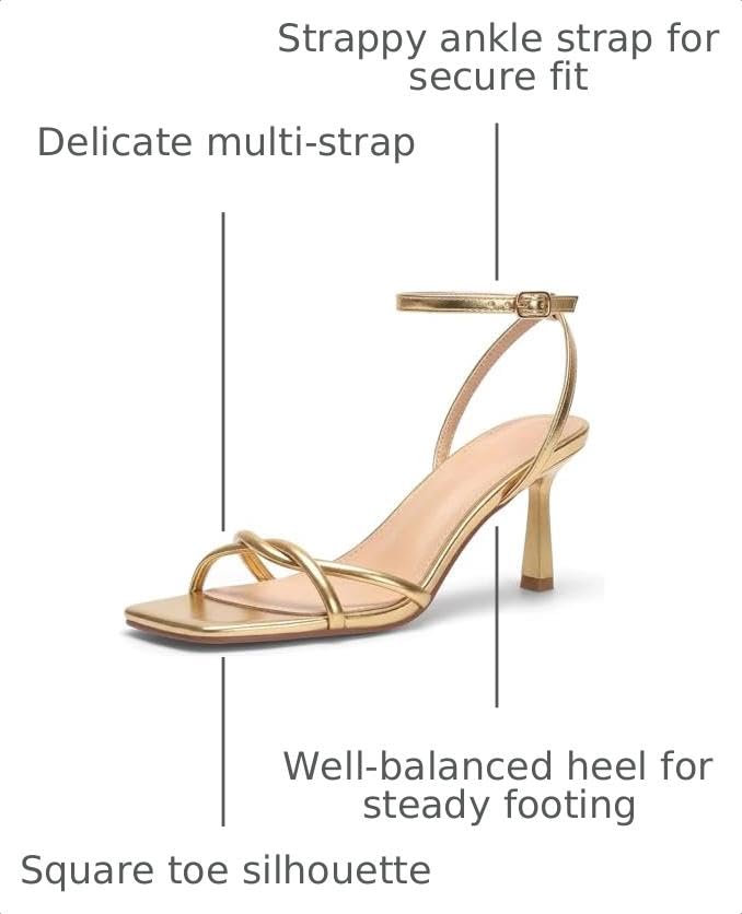 Image of Womens Sandals Strappy Kitten Heels for Women Square Open Toe Strappy Heels Comfortable Heels for Party, Wedding and Daily Wearing,