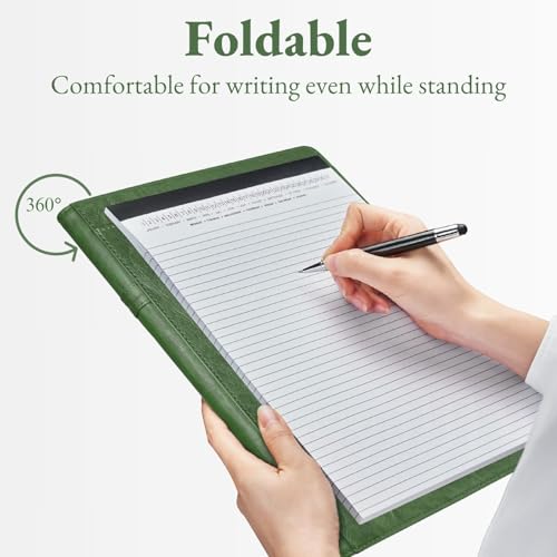 Image of Mymazn Padfolio, Portfolio Folder, Legal Pad Holder, Resume Folder | Faux Leather Binder with Document Organizer, Business Card Holder, Letter-Size Notepad for Interview, Men & Women
