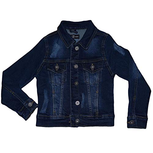 Veste denim bleu foncé anti-usure pour fille active de 7-8 ans