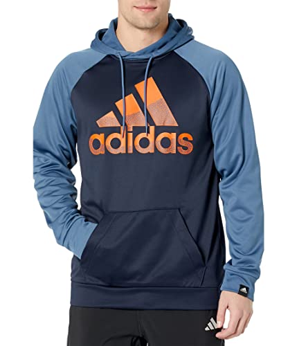 adidas Big & Tall Game & Go Big Logo Pullover Hoodie Ink/Wonder Steel 2XL Tall