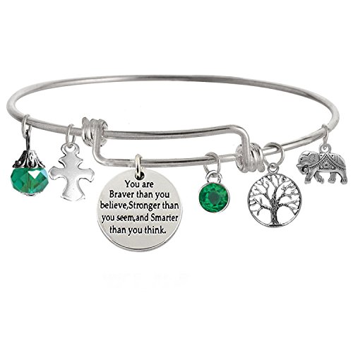 Image of inchYou Are Braver Than You Believe Stronger Than You Seem and Smarter Than You Think Inspirational Bracelet Expandable Bangle for Women
