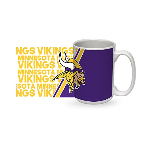 Image of Rico Industries NFL Football Minnesota Vikings 15 oz White Ceramic Mug