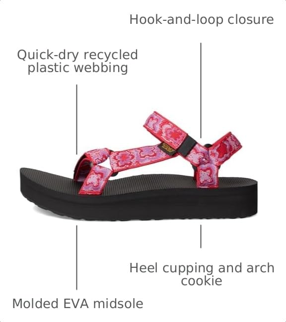 Image of Teva Women's Midform Universal Sandal, Neon Floral Pink /Purple, 5