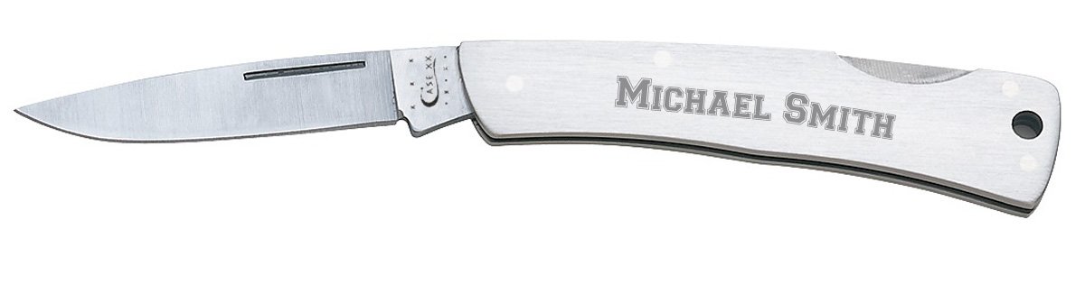 VisolPersonalized Case Executive 004 Lockback Brushed Stainless Steel Knife - Free Engraving