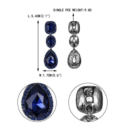 EVER FAITH Women's Austrian Crystal Elegant Bridal Square Oval-cut Teardrop Dangle Pierced Earrings4