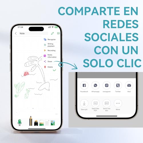 NEWYES SyncPen 4.0 - Cuaderno Digital & Pizarra Digital & Bolígrafo Inteligente, Sincronización y Reconocimiento en 73 Idiomas, 6 Recargas, Ideal para Apuntes de Clase y Minutas de Reuniones - imagen 7