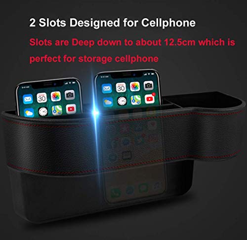 Bling Bling Car Seat Gap Filler,Qinu Car Seat Console Pockets Organizer Caddy Catcher, Crystal Auto Console Side Pouchs For Cellphone Wallet Coin Key Credit Card (Driver Side & Passenger Side) #TOP3