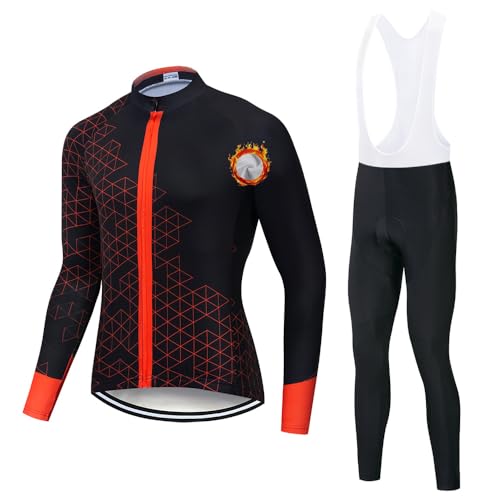CXBNMA Ropa Ciclismo Hombre Manga Larga Invierno,Forro Térmico de Lana Ciclismo Maillot y Culotte Pantalones Cortos Deportes al Aire Libre Ciclo Bicicleta