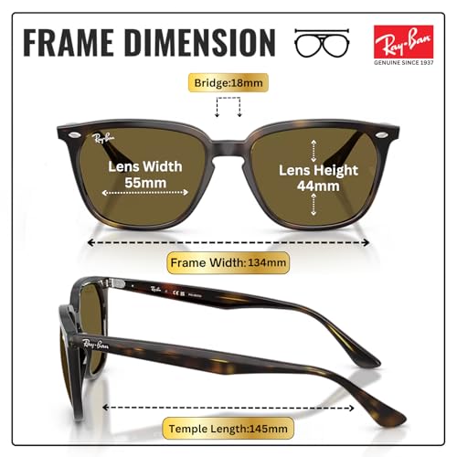 Image of Ray-Ban RB4362 Square Shaped Sunglasses for Men & Women with Official RAYBAN Eyewear Kit