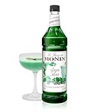Monin - Green Mint Syrup, Bold Peppermint Coolness, Natural Flavors, Great for Smoothies, Sodas, Cocktails, and Teas, Non-GMO, Gluten-Free (1 Liter)