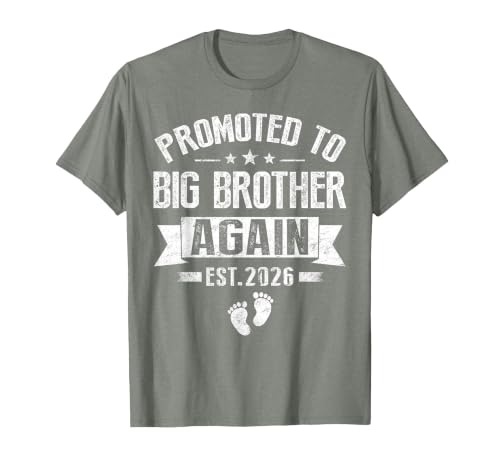 Promoted to Big Brother Again Est 2026 Announcement T-Shirt, Men, Olive Heather, Large