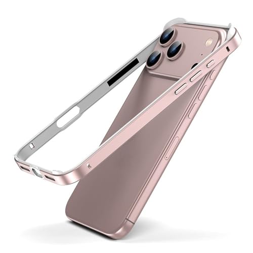 Coque renforcée iPhone 17 Air en métal avec coins renforcés et cadre anti-collision rose