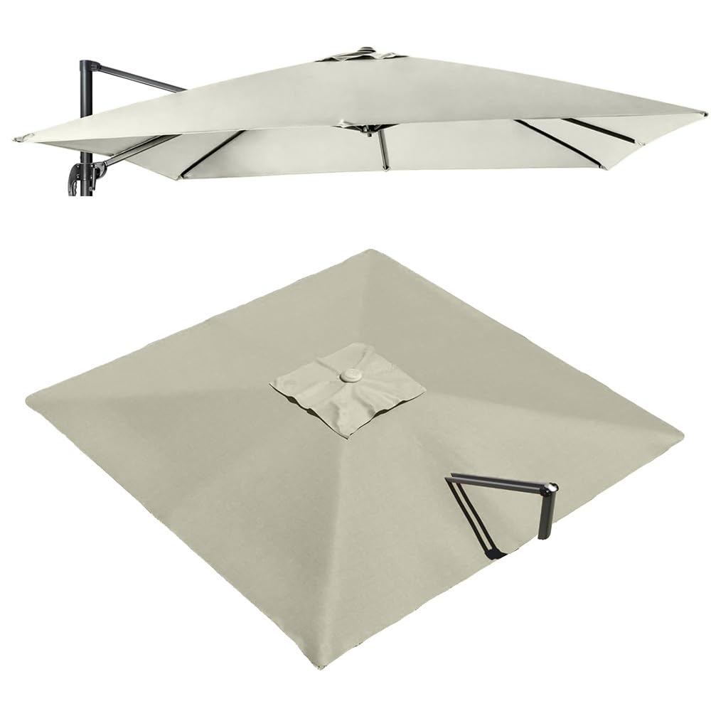 Fjqfhh Light Grey Garden Parasol, Replacement Canopy Cover For Square Offset Patio Umbrella(,3X300cm (9.8X9.8ft))