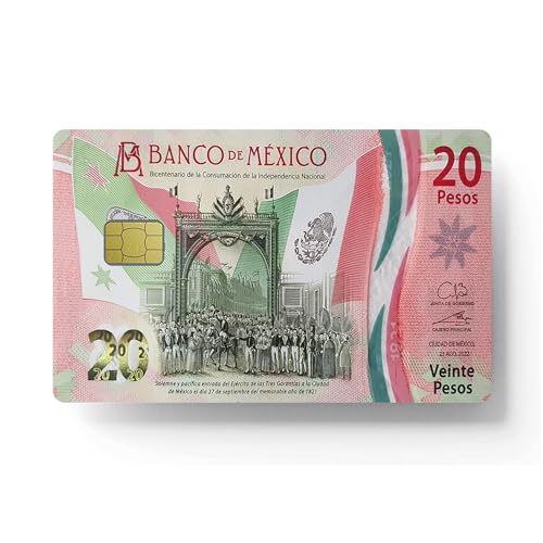 siayaharu Adesivos mexicanos para cartão de débito com imagem de 20 pesos sem bolhas, à prova d'águ
