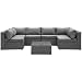 Produktbild Invicta Interior Wetterfeste Große Garten Sitzgruppe Cannes 290cm 7-teilig grau aus Rattan modular aufbaubar Gartensitzgruppe Outdoor Gartenmöbel mit Tisch und 6 Sitzelementen