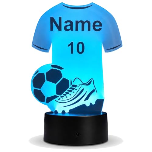 Optechvisual Personalisierte Fußball Lampe mit Name & Zahl - LED Nachtlicht