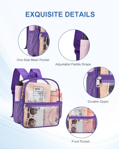 Image of Clear Backpack for Stadium Events, 12x12x6 Small Clear Plastic bag with Reinforced Straps for Game Security Festival Concert