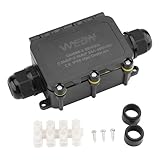 WEBN OM686-2 IP68 Wasserdichte Anschlussdose, 2 Wege Außenkabel Verbinder Verteilerdose, schwarze Verlängerungskabel Abzweigdose Kabelverbinder für Kabel Außen Wasserdicht