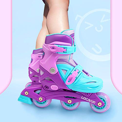 Locavun Adjustable Light Up Inline Skates For Kids, Hard Shell Fitness Skates For Girls And Boys (Purple, Small - (Us 9C-12C)) #TOP5