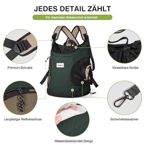ALLSOPETS Hundetragerucksack, Tragbarer Haustiertragerucksack für Katzen Hunde Welpen, Integrierter Sicherheitsgurt, Ergonomisches Design, Atmungsaktiver Hunderucksack für Motorrad (Türkis)
