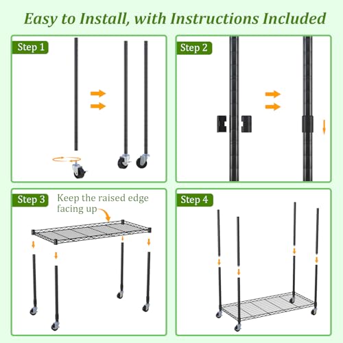 Image of Plant Shelf with Grow Light, DIY 6-Tier Plant Stand with Grow Light, Adjustable Rack and Wheels, 8 Pack 24 inch 192W T8 Full Spectrum Grow Lamp for Indoor Plants, Seed Starting, Vegetable, 29 inchx13.5 inchx73.5 inch