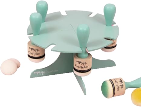 Craftelier - Organiser and Holder for Ink Applicators or Inkers | 8 Spaces for Inkers | Requires Assembly | Approximate Size Diameter 16 cm - Turquoise Lacquered Wood