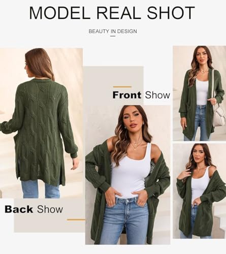 Image of SHEWIN Womens Open Front Long Sleeve Oversized Cardigan Sweaters Knit Coats with Pockrts