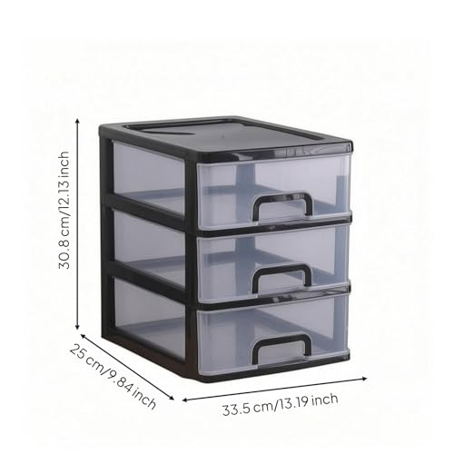 YunJove Desktop Storage Drawer Organizer Translucent Front PP Stackable Tray Document Storage Suitable for Home Office Workspace Desk, 6-Layer Black Frame With White Transparent Drawers - Image 6