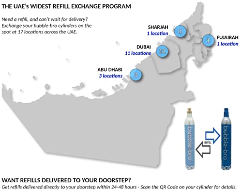 bubblebro 60L CO₂ Cylinder - 410g Food-Grade CO₂ - Compatible also with Drinkmate & Other Standard EU/US Soda Makers (Excludes Quick-Connect & AU Models)