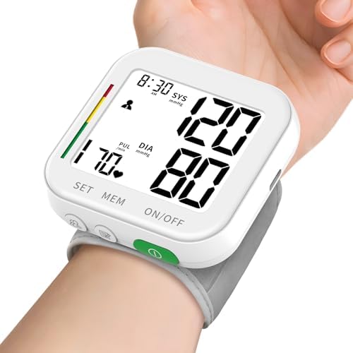 Blood Pressure Monitor for Home Use Rechargeable Wrist BP Machine, White