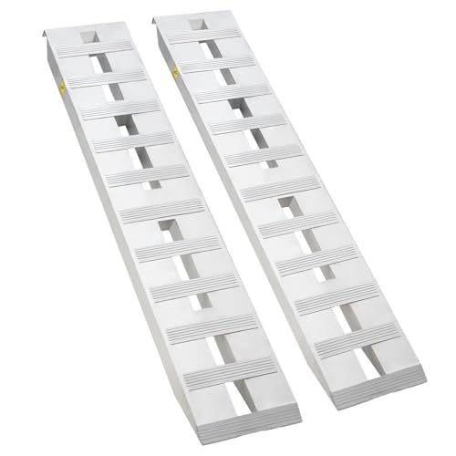 6000 LBS Capacity Heavy Duty Aluminum Ramps Ultimate Safety Top Hook & Non-Slip Rungs, Tip-Proof Design Commercial Grade Loading Ramps for Trucks, Tractors, ATV/UTV, Lawn Equipment