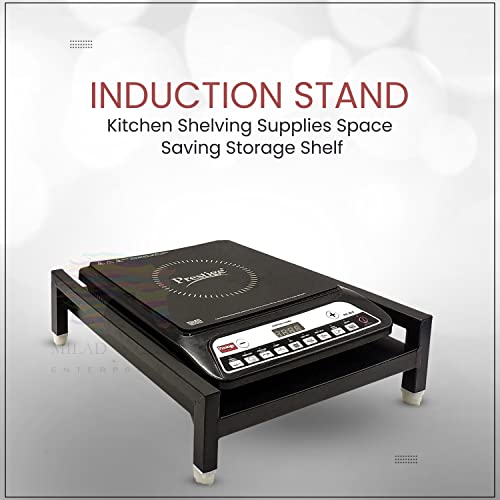 MILAD Heavy Duty Metal Induction Stand for Table Top | Durable Kitchen Counter Stand for Induction Cooktop | Modern & Stable Design (38 L x 38 W x12 H CM's, Black) view 2