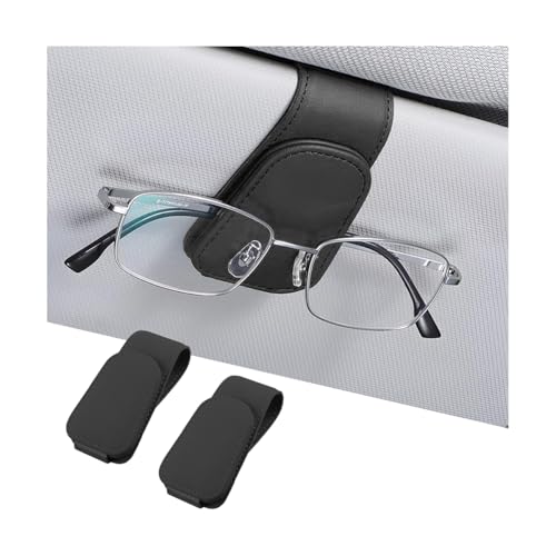 Image of AICEL Sunglasses Holders for Car Sun Visor, Leather Eyeglasses Hanger Mounter, Magnetic Glasses Holder and Ticket Card Clip, Auto Interior Accessories Universal for SUV Pickup Truck